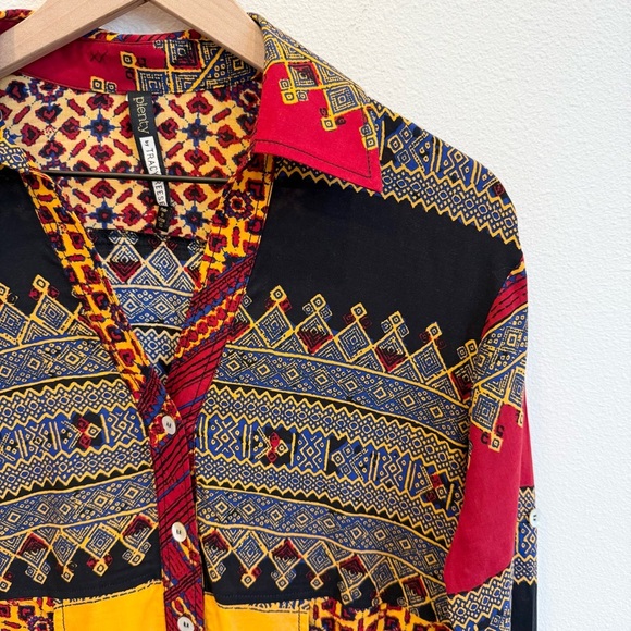 Plenty By Tracey Reese Women’s Vibrant Tribal Printed Button Down Blouse Size XS - Picture 3 of 15